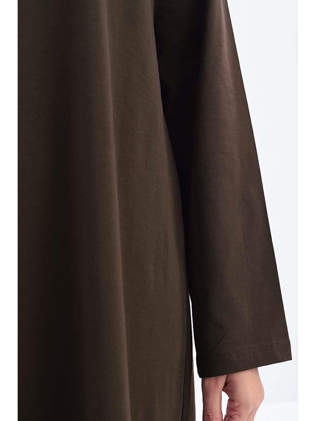 Kahverengi Kahve-Uzun Kollu İçlik Elbise-4