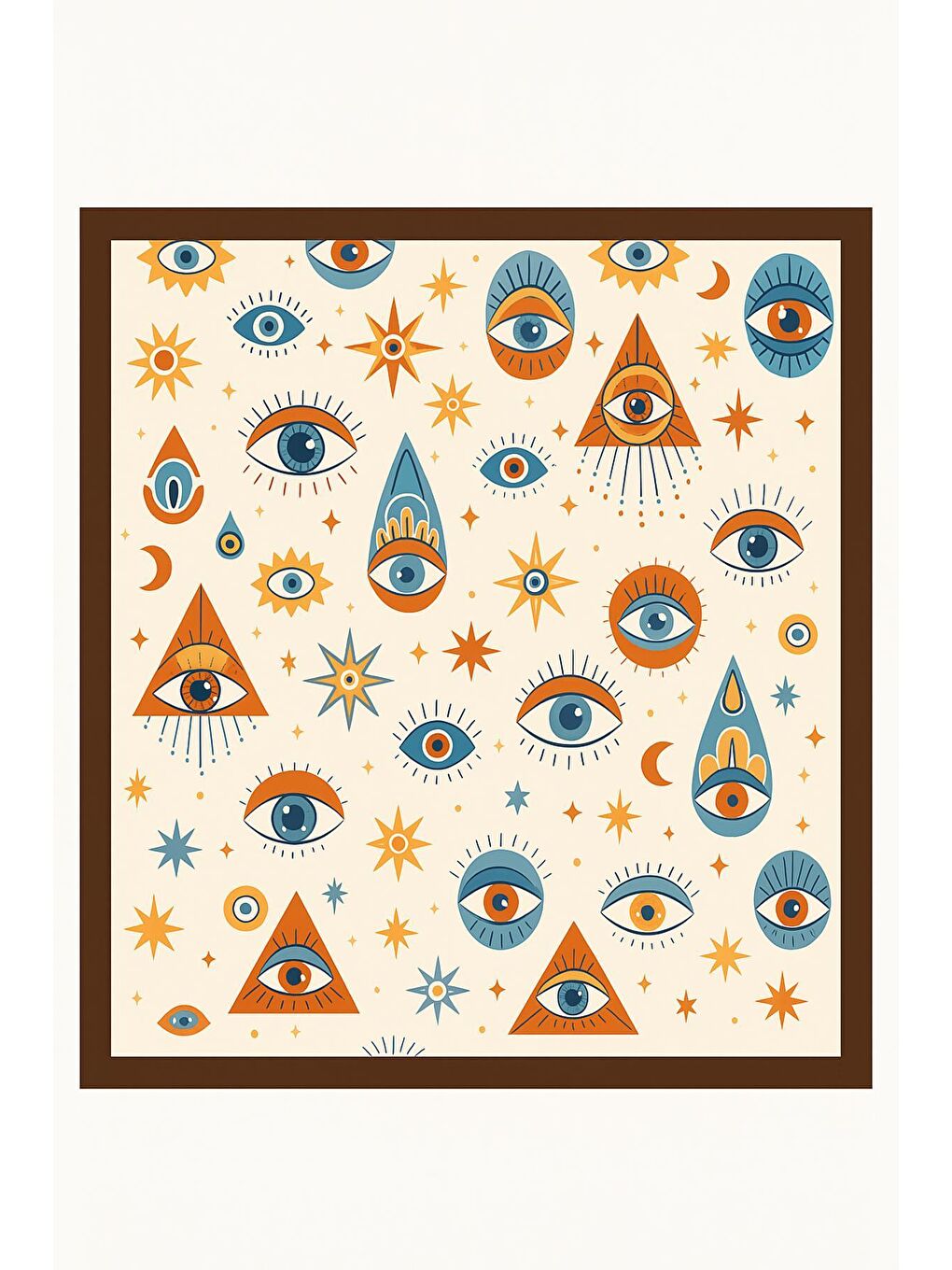 Ekru Bohem Saten Dokulu Bandana Fular-1