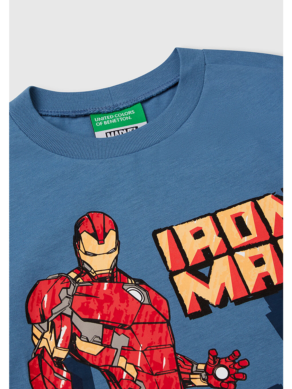 Erkek Çocuk Havacı Mavi Marvel Kahraman Baskılı Logo Etiketli Tişört-2