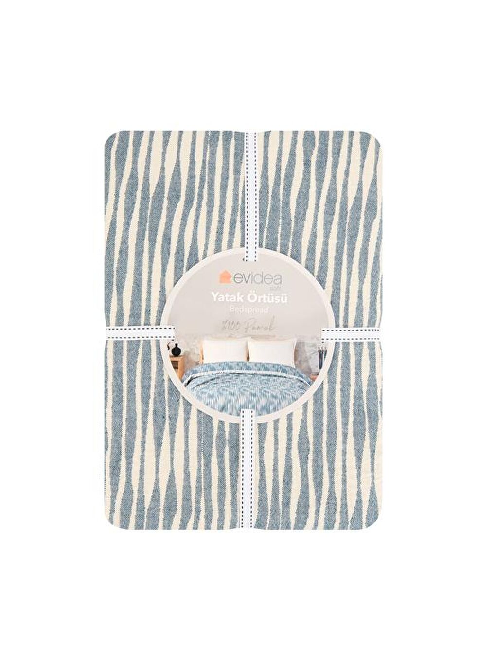 Soft Çizgili Tek Kişilik Yatak Örtüsü - Lacivert - 160x225 cm-1