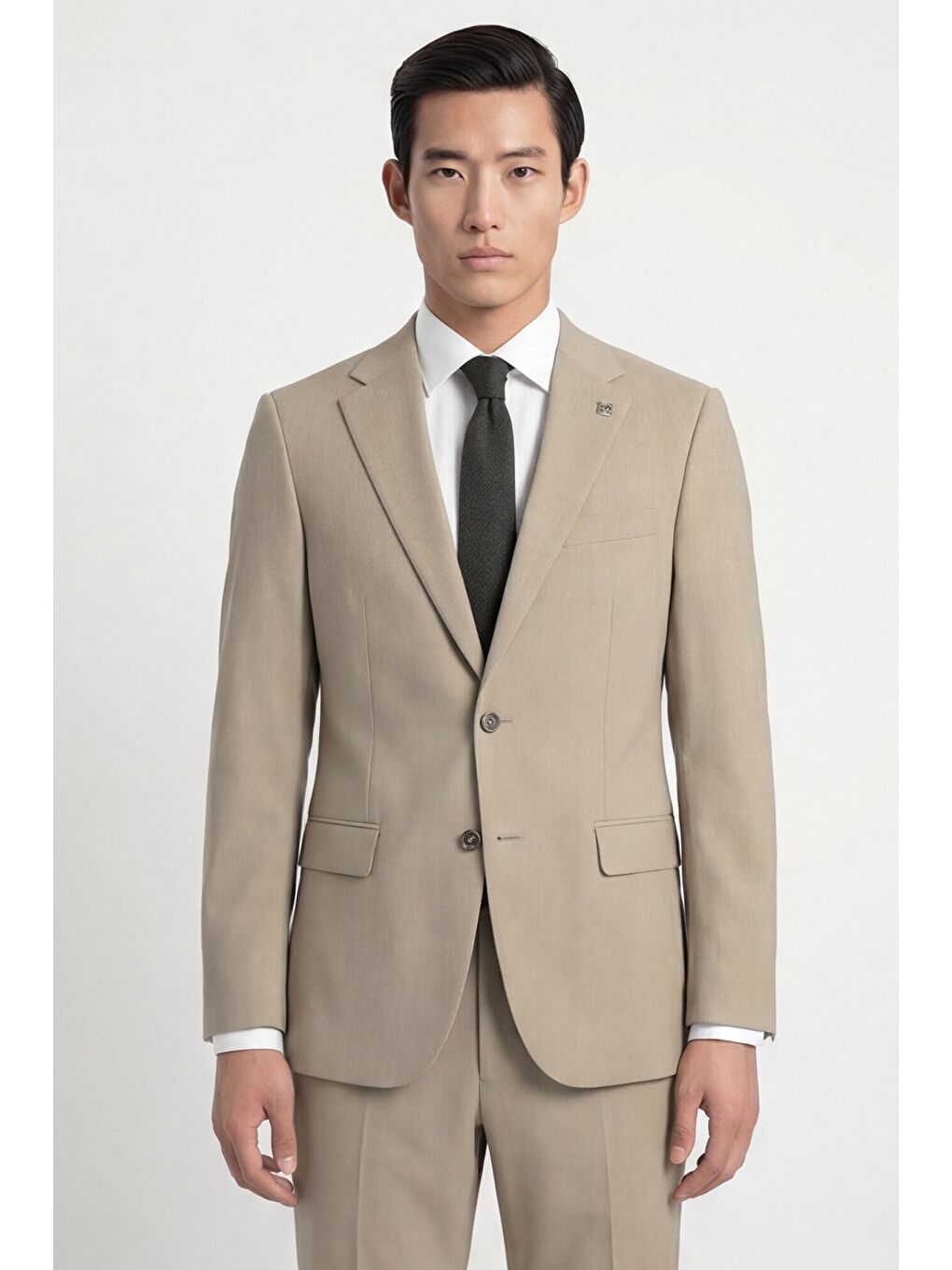 Bejregular Fit Yünlü Mono Yaka Yelekli Takım Elbise