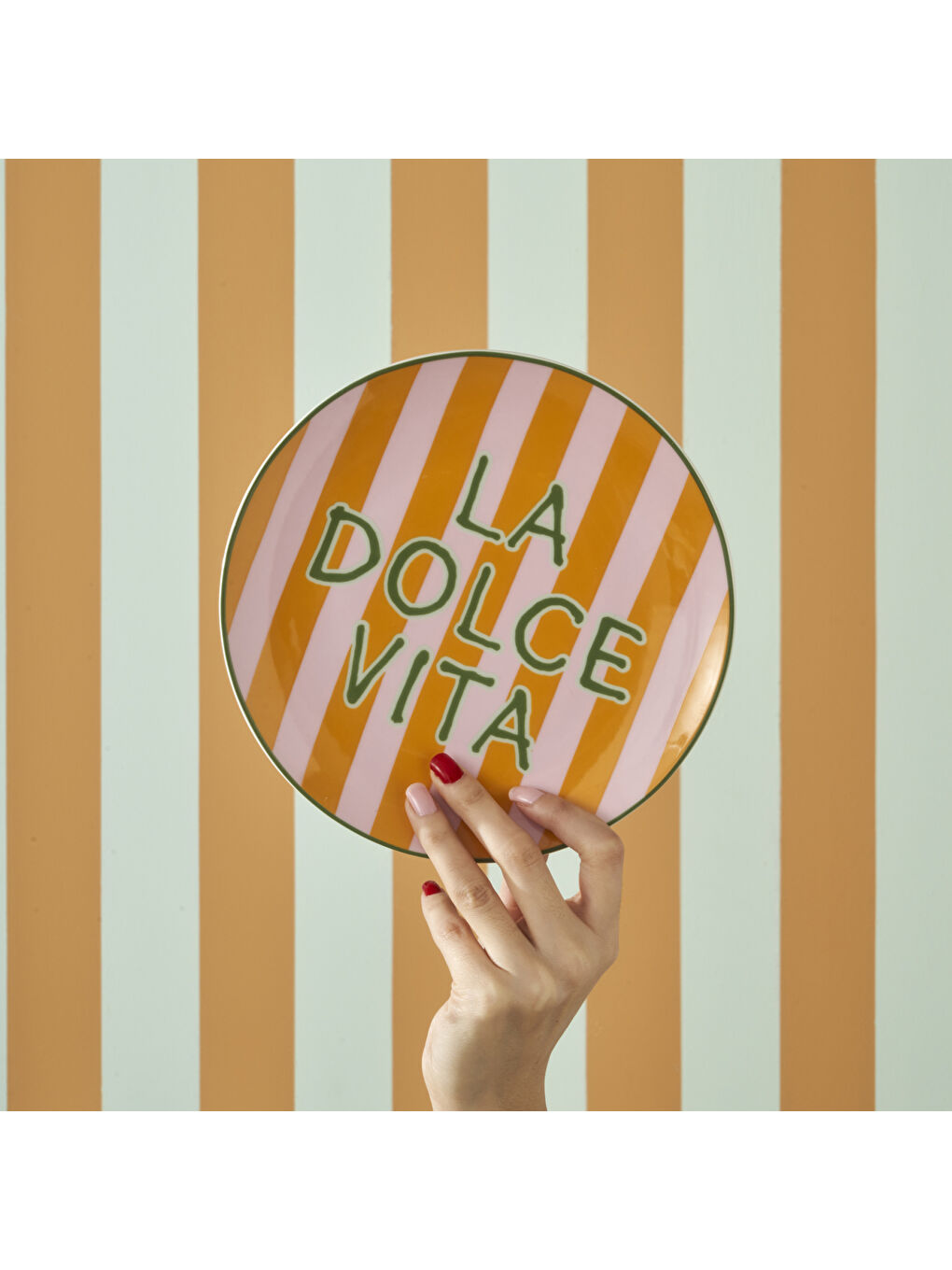 Karışık Line Porselen 4'lü Pasta Tabağı (21 cm)-2