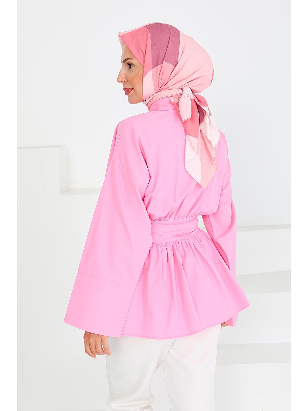 Belden Bağlamalı Tunik Pembe - 27550-4