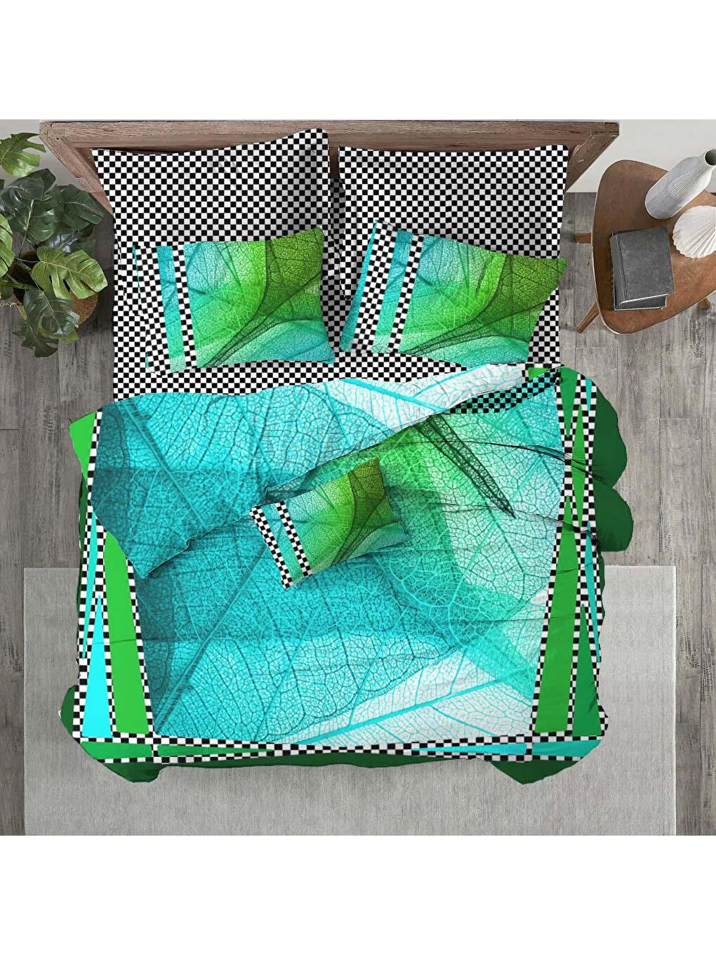 Karışık Baskılı,Desenli Çift Kişilik Nevresim Takımı (ÇARŞAFSIZ) 200x220 cm