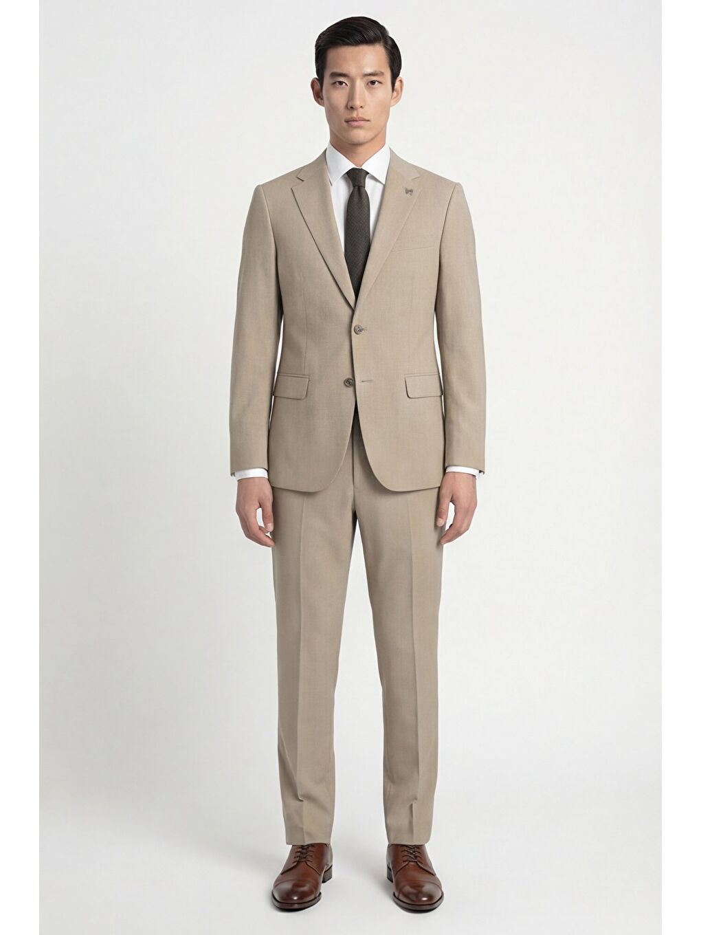 Bejregular Fit Yünlü Mono Yaka Yelekli Takım Elbise-1