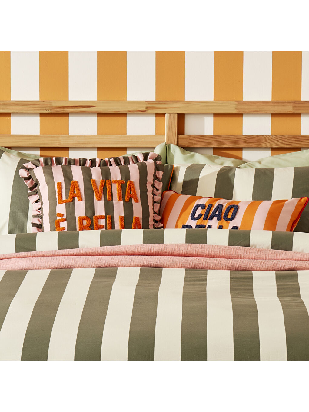 %100 Pamuk Line Çift kişilik Nevresim Takımı Yeşil (200x220 cm)-2