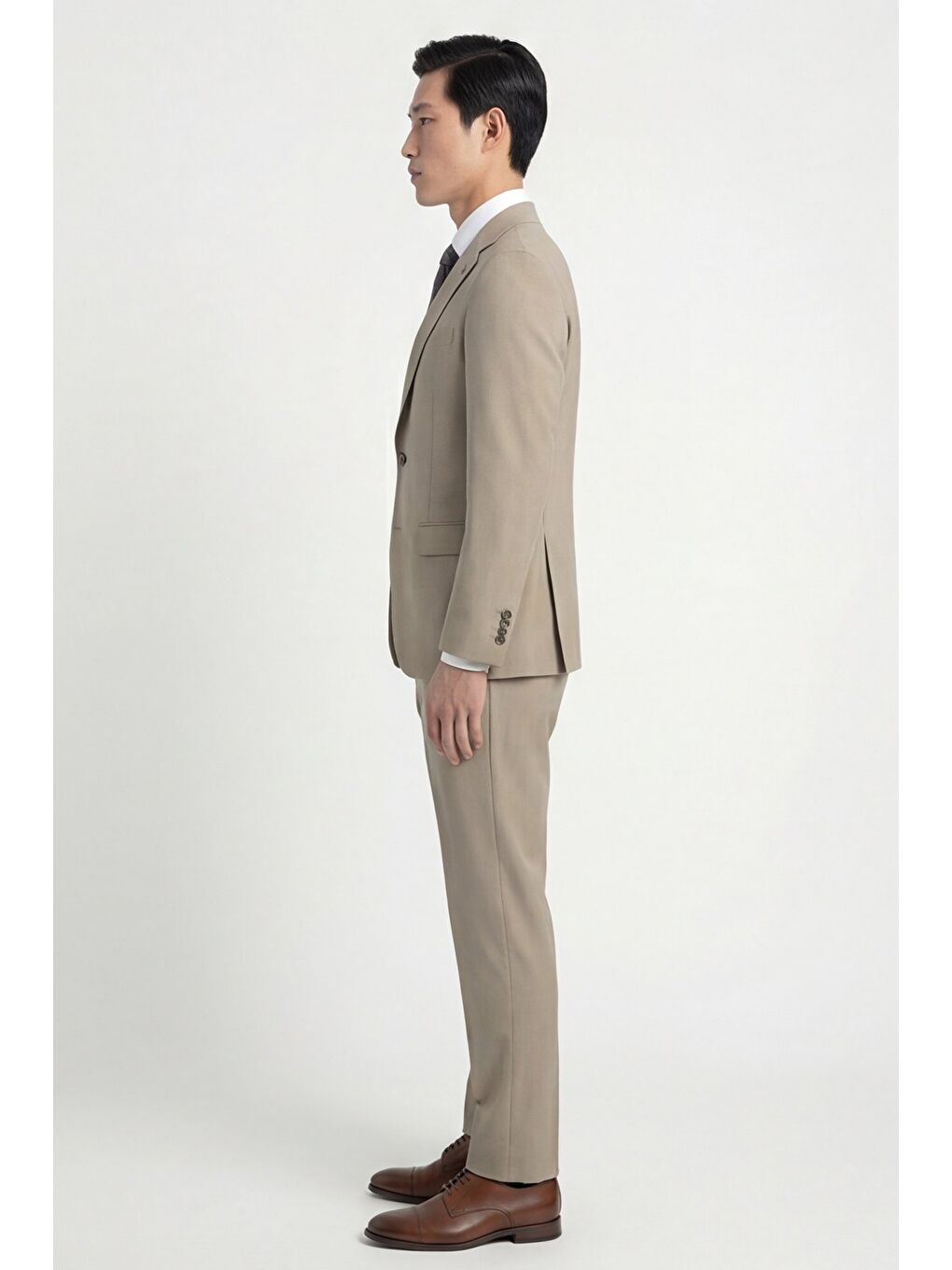 Bejregular Fit Yünlü Mono Yaka Yelekli Takım Elbise-2