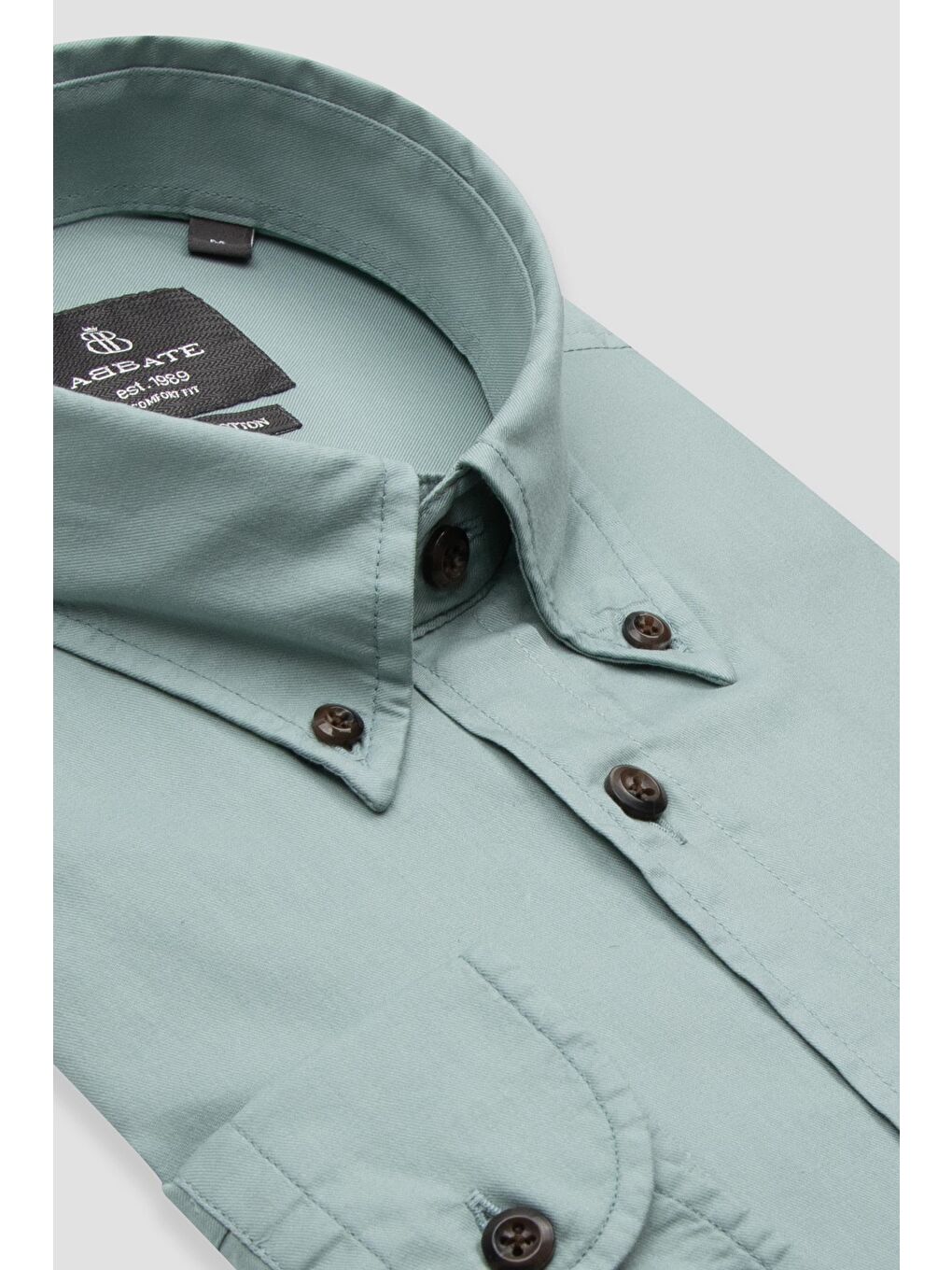 Mario Poplin Pamuklu Comfort Fit Açık Yeşil Düğmeli Yaka Erkek Düz Gömlek-1