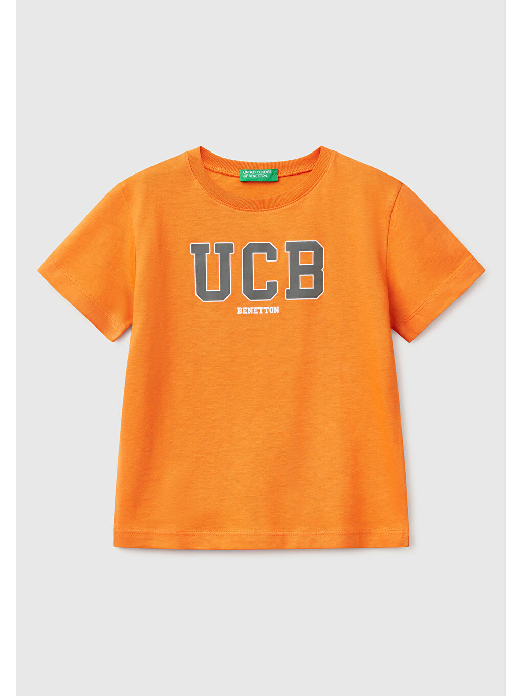 Erkek Çocuk Turuncu Benetton Logo Baskılı Tişört