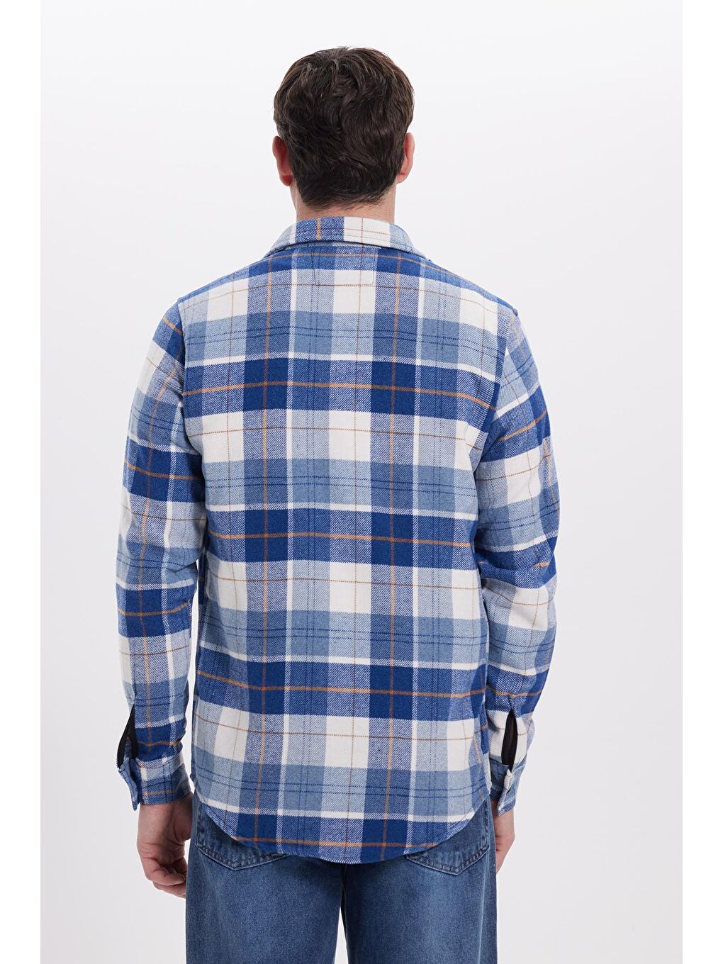 Mavi Erkek Slim Fit Dar Kesim Kareli Kışlık Oduncu Gömlek-6