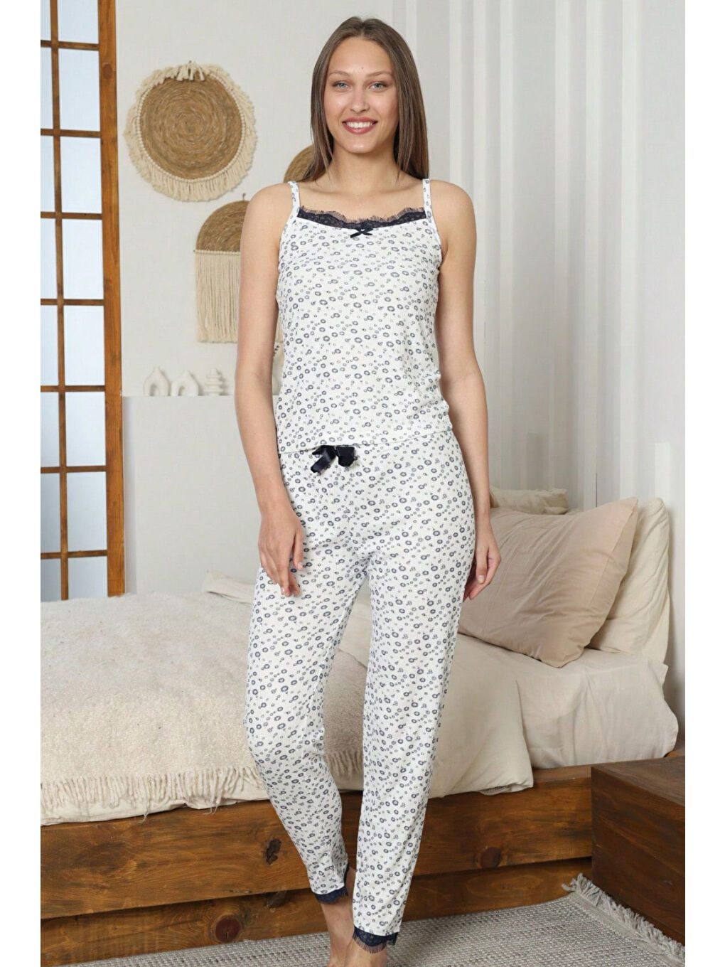 Desenli Üçlü Pijama Takımı Lacivert - 28070-LACIVERT-3