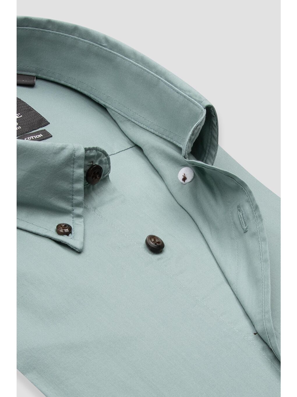 Mario Poplin Pamuklu Comfort Fit Açık Yeşil Düğmeli Yaka Erkek Düz Gömlek-5