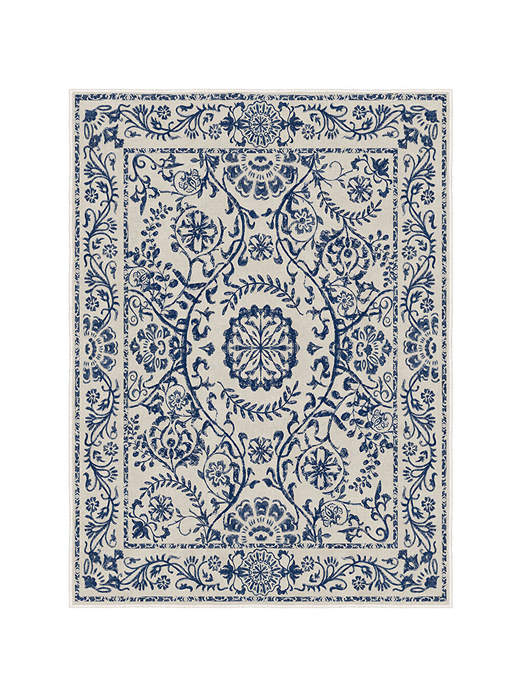 Mavi Dekoratif Özel Tasarım Yıkanabilir İnce Kaymaz Tabanlı Modern Halı KECE FR11