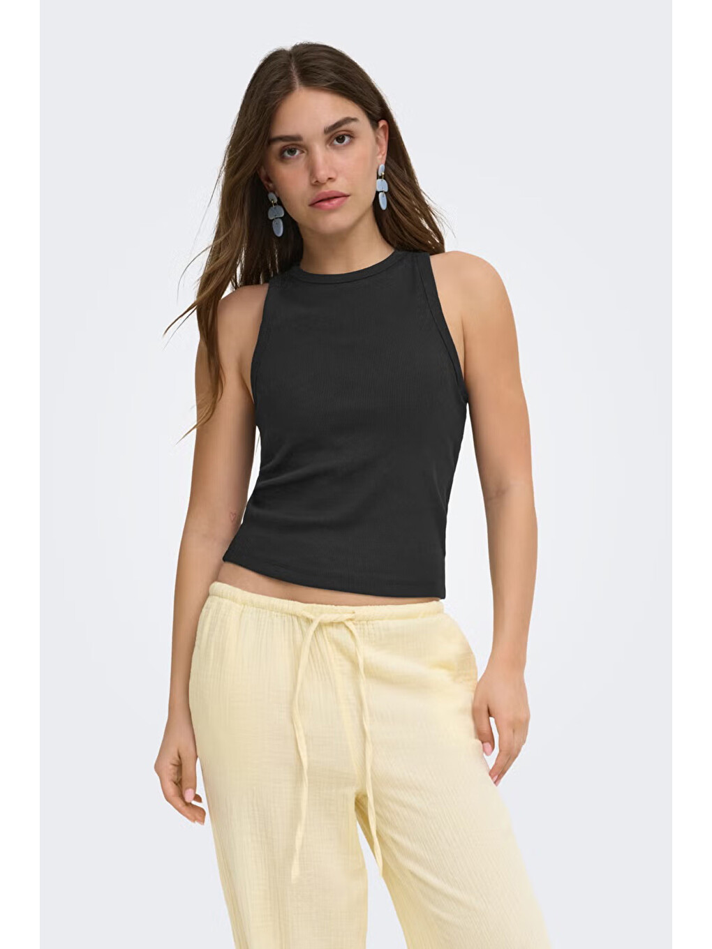 Siyah Onlval Pamuklu Slim Fit Sıfır Yaka Fitilli Atlet 15381855