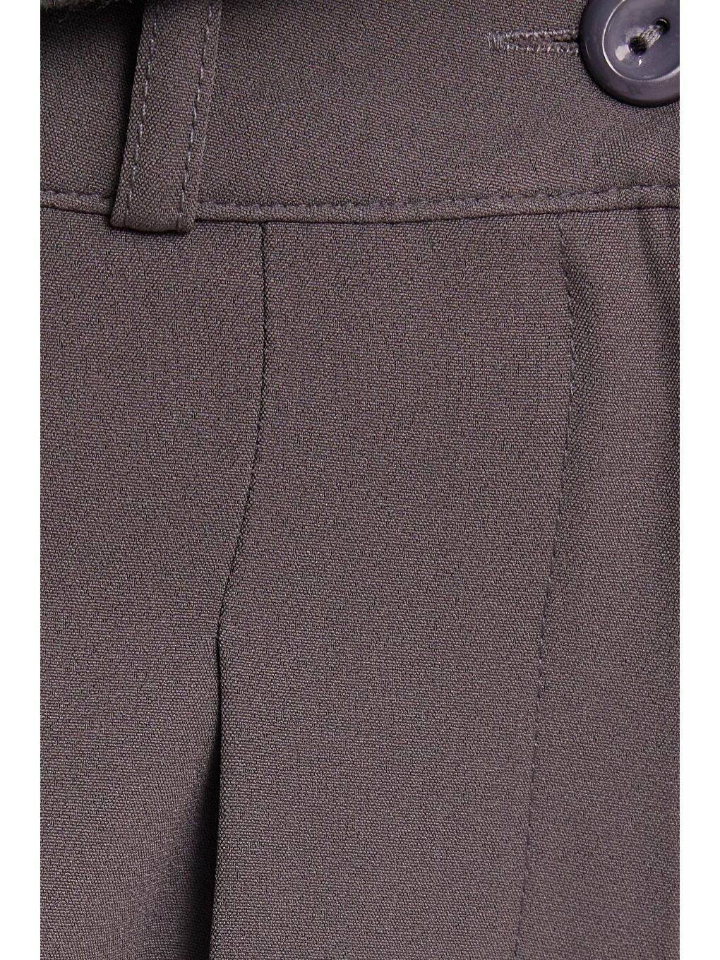 Kadın Regular Fit Klasik Kesim Yüksel Bel Geniş Paça Antrasit Pantolon-5