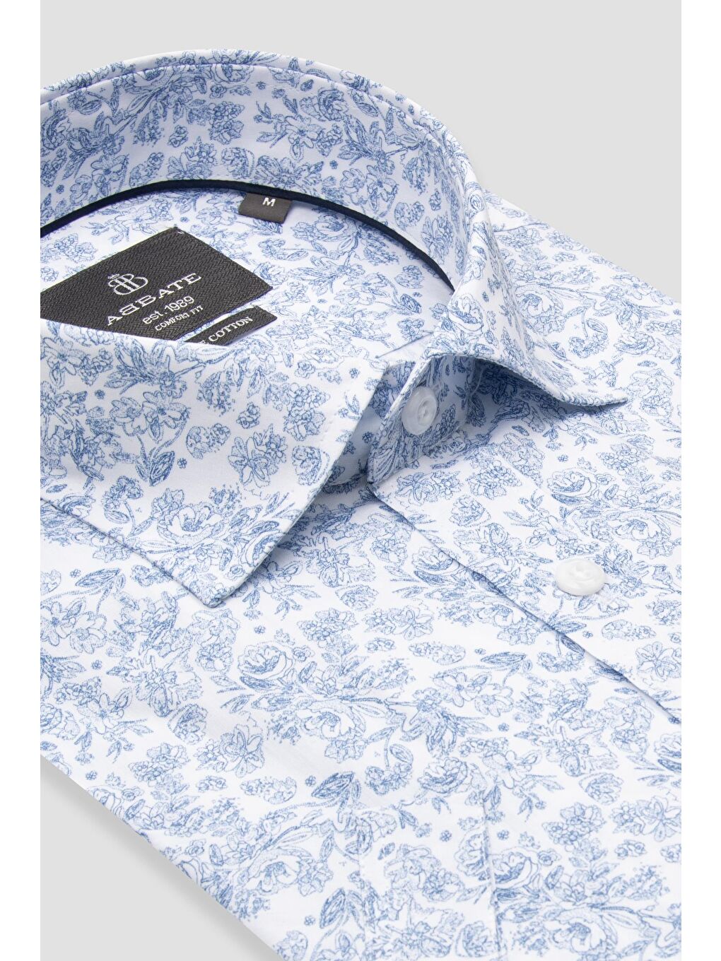 Vento Poplin Pamuklu Comfort Fit Beyaz Klasik Yaka Erkek Baskılı %100 Pamuk Gömlek-1