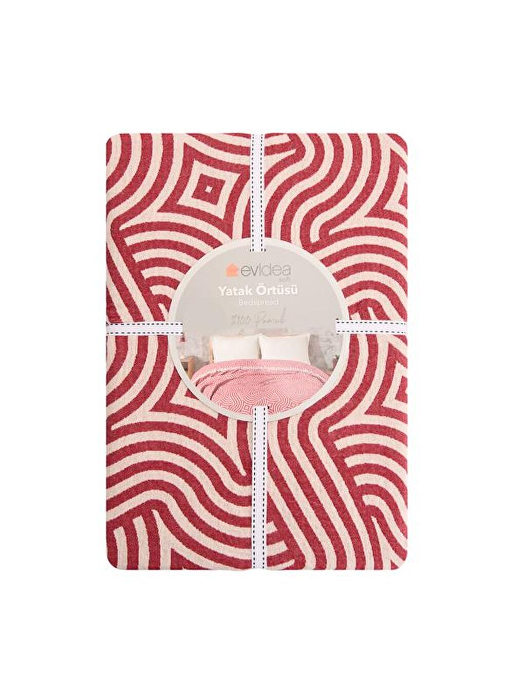 Soft Geometrik Desenli Tek Kişilik Yatak Örtüsü - Kırmızı - 160x225 cm-1