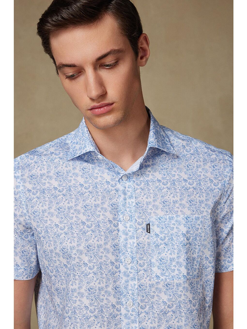 Vento Poplin Pamuklu Comfort Fit Beyaz Klasik Yaka Erkek Baskılı %100 Pamuk Gömlek-3