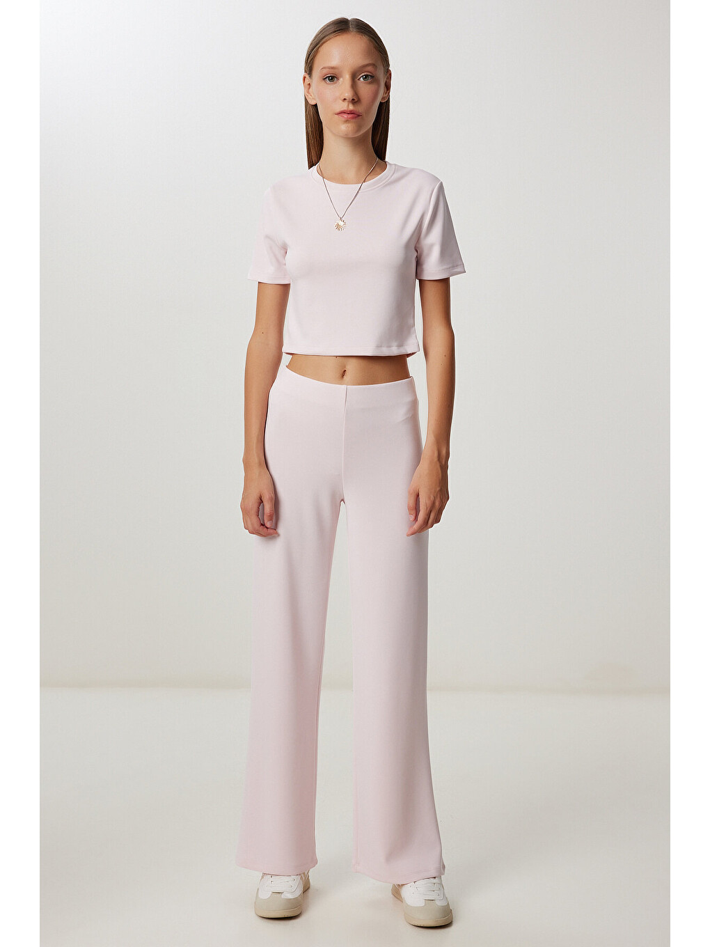 Pembe Fitted/Vücuda Oturan Esnek Modal Alt-Üst Takım ŞEKER PEMBE LUB0086