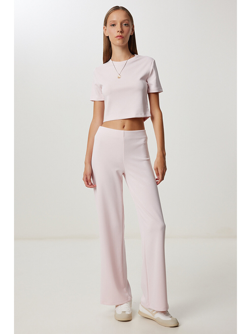 Pembe Fitted/Vücuda Oturan Esnek Modal Alt-Üst Takım ŞEKER PEMBE LUB0086-1