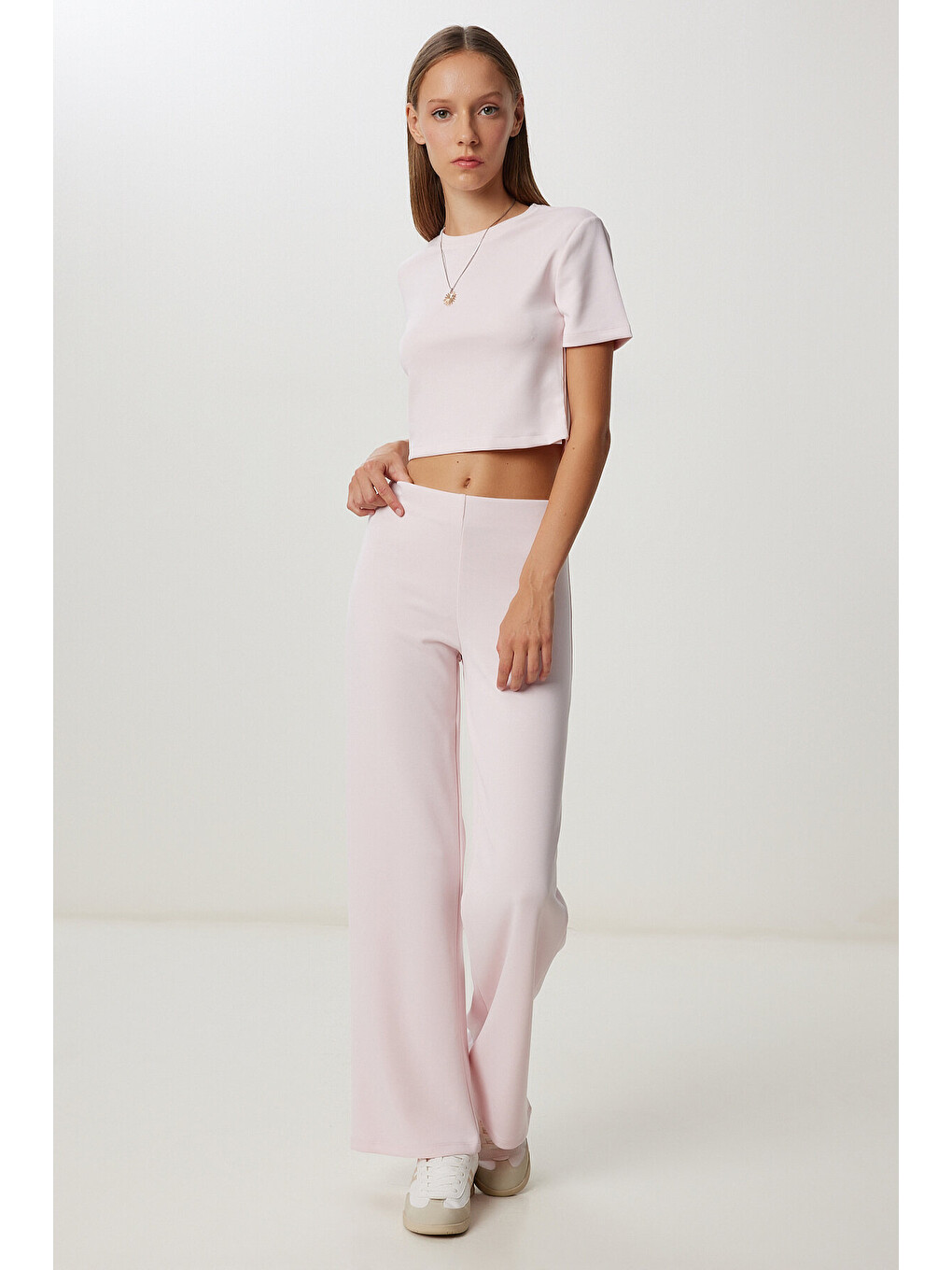 Pembe Fitted/Vücuda Oturan Esnek Modal Alt-Üst Takım ŞEKER PEMBE LUB0086-2