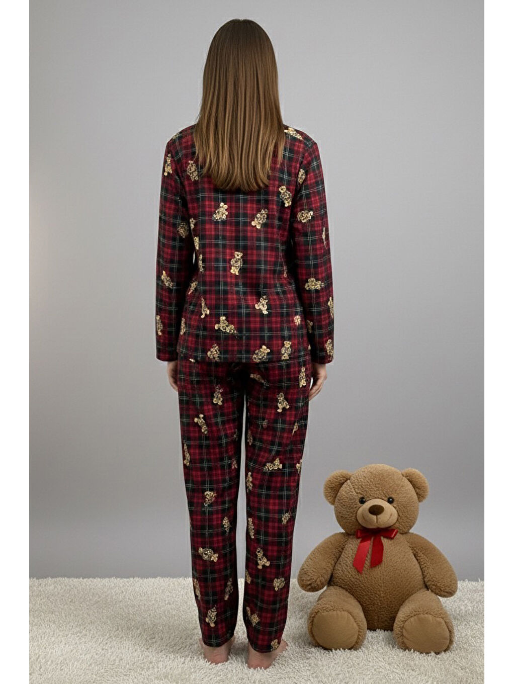 Kırmızı Desenli Baskılı Pijama Takımı Kirmizi - 28065-KIRMIZI-2