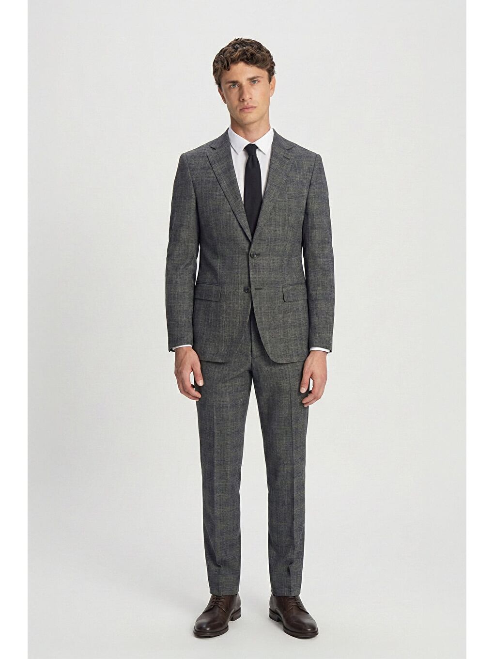 Giotelli Siyah Slim Fit Mono Yaka Ekose Takım Elbise-3