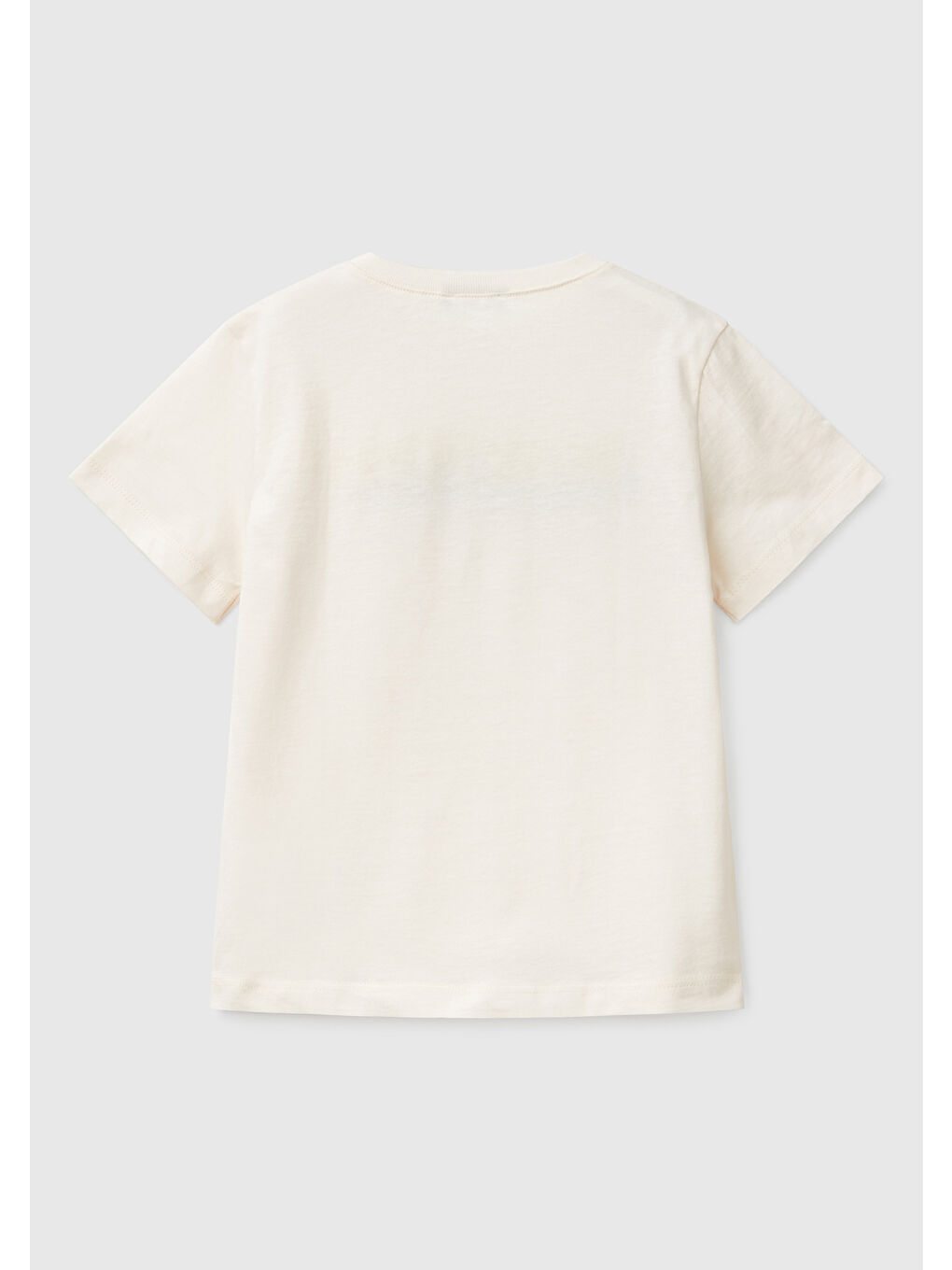 Erkek Çocuk Ekru Benetton Logo Baskılı Tişört-1