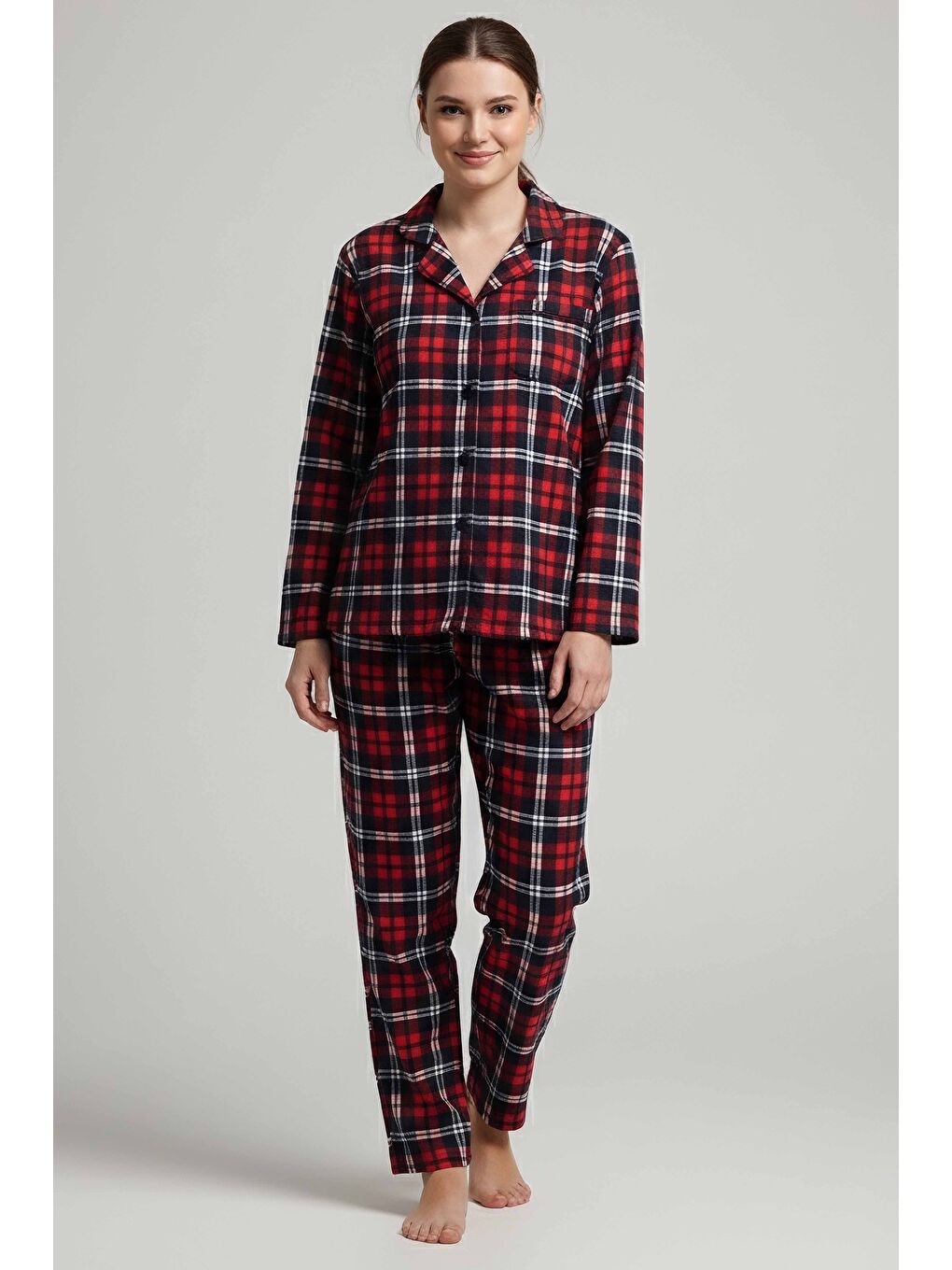 Kırmızı Desenli Baskılı Pijama Takımı Kirmizi - 28066-KIRMIZI-1