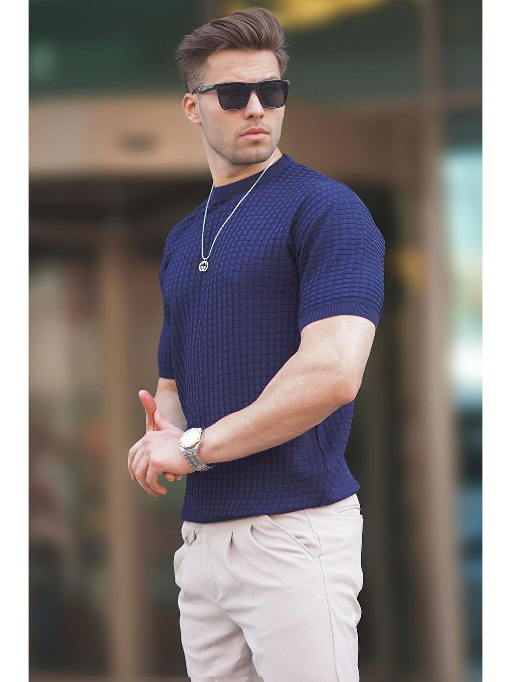 Erkek Lacivert Tişört 5685-1