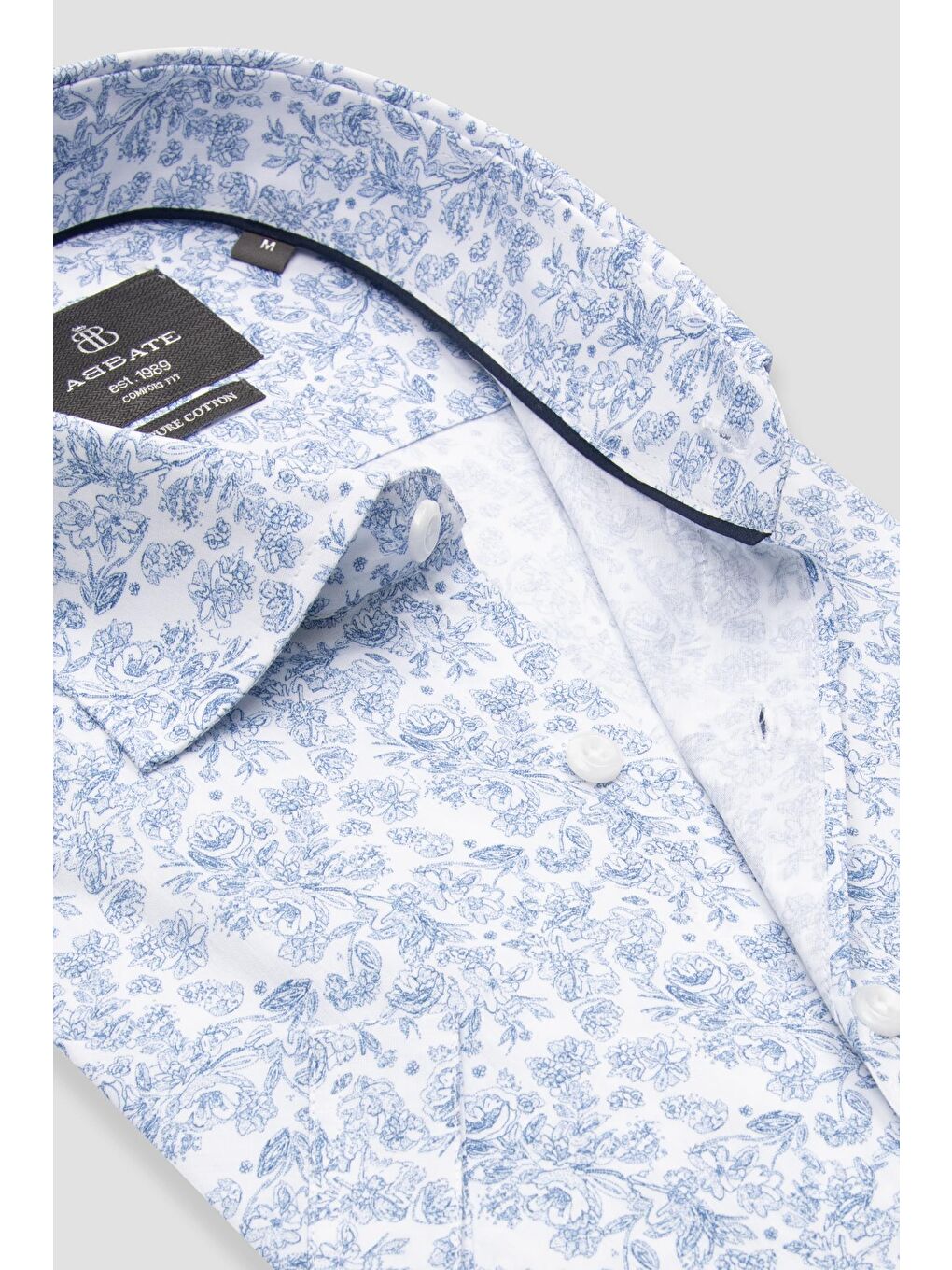 Vento Poplin Pamuklu Comfort Fit Beyaz Klasik Yaka Erkek Baskılı %100 Pamuk Gömlek-5