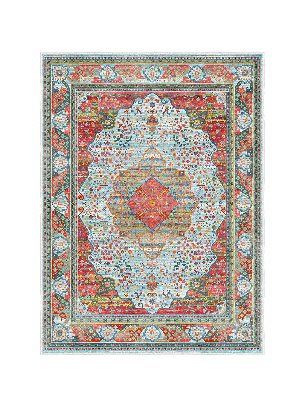 Turuncu Dekoratif Özel Tasarım Yıkanabilir İnce Kaymaz Tabanlı Modern Halı KECE FR10