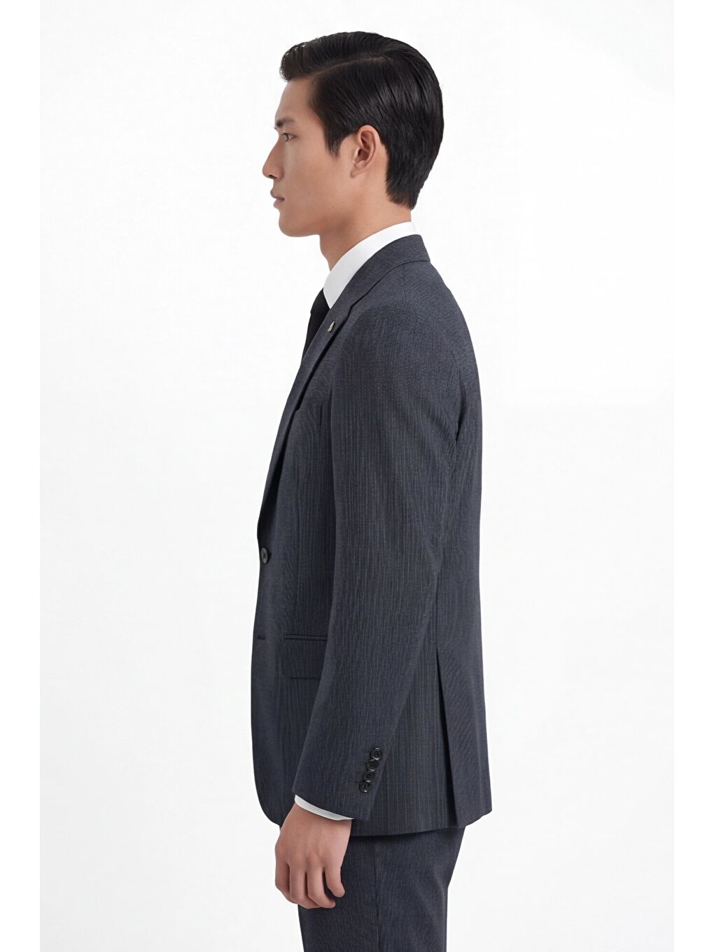 Giotelli Erkek Siyah Slim Fit Çizgili Mono Yaka Yelekli 6 Drop Takım Elbise-2