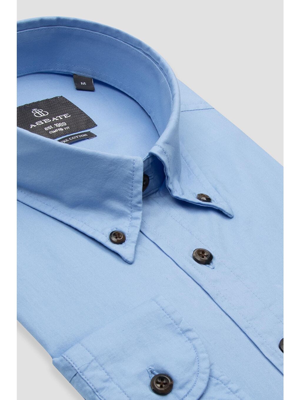 Mario Poplin Pamuklu Comfort Fit Açık Mavi Düğmeli Yaka Erkek Düz Gömlek-1