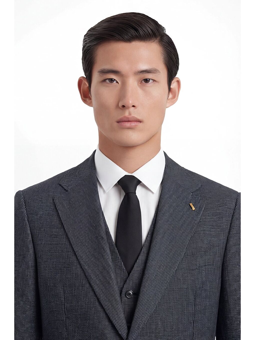 Giotelli Erkek Siyah Slim Fit Çizgili Mono Yaka Yelekli 6 Drop Takım Elbise-3