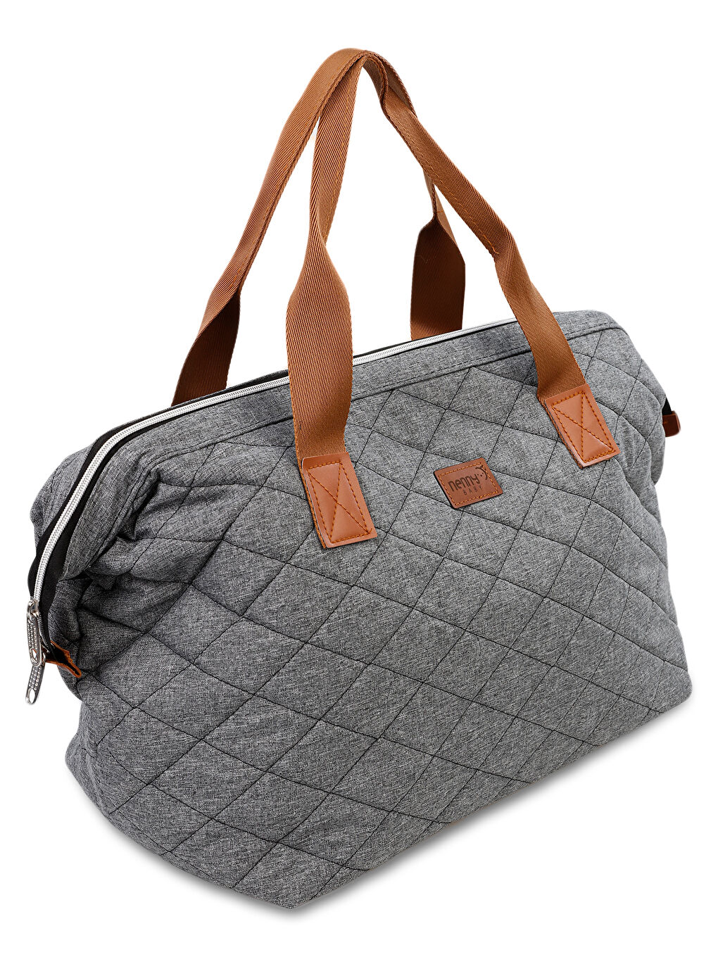 Kapitoneli Mommy Bag Anne Bebek Bakım Çantası Gri-1
