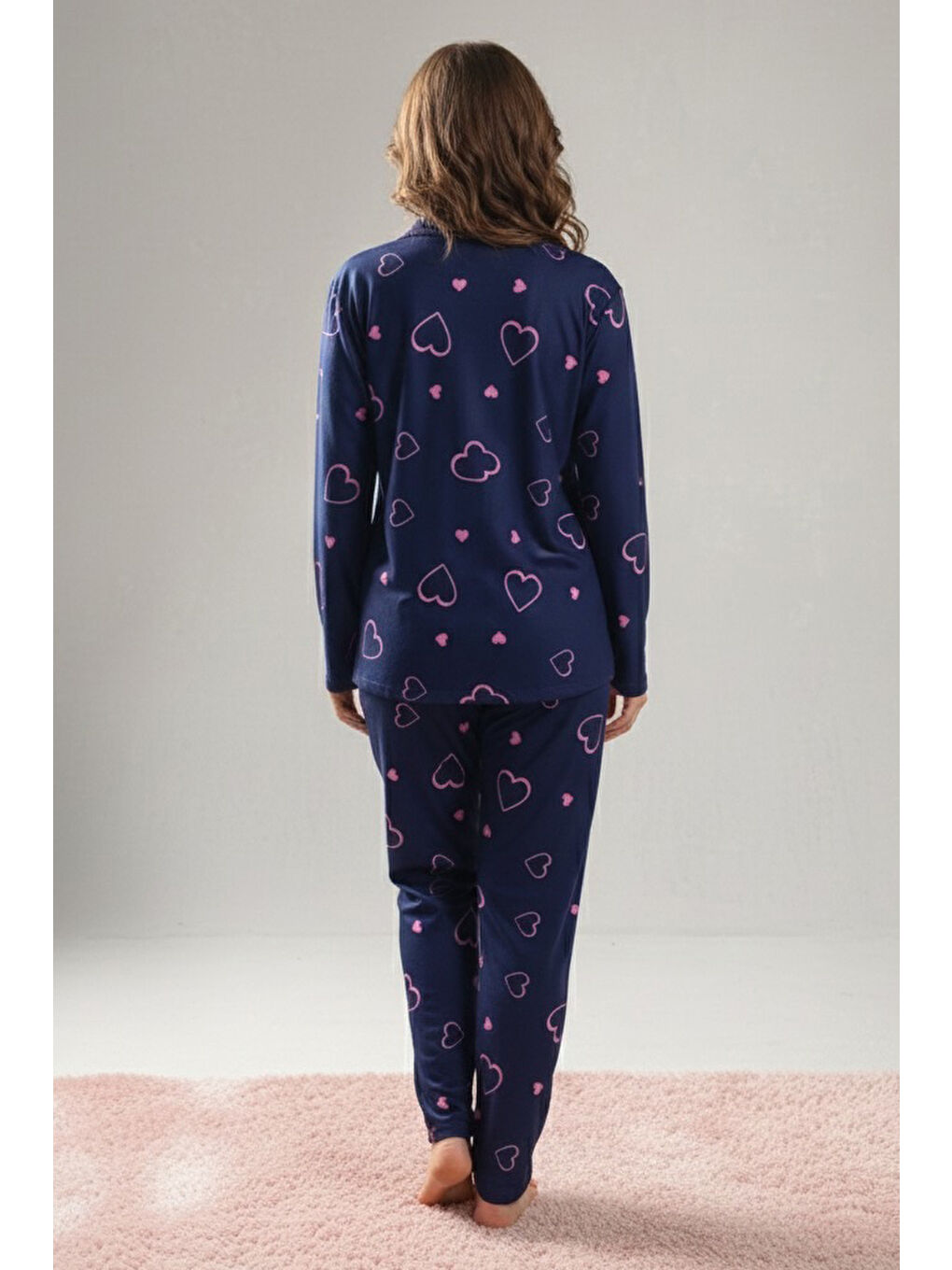 Desenli Baskılı Pijama Takımı Lacivert - 28064-LACIVERT-1