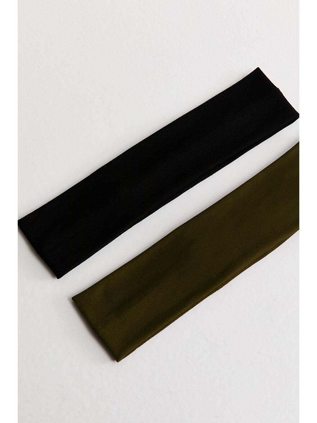 2 Adet Siyah- Haki Elastan Jersey Saç bandı