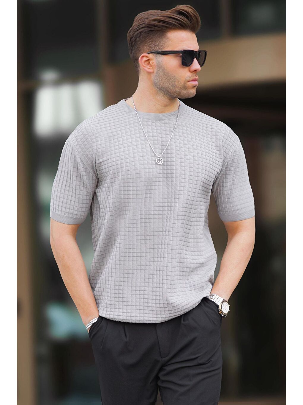 Erkek Gri Tişört 5685-1