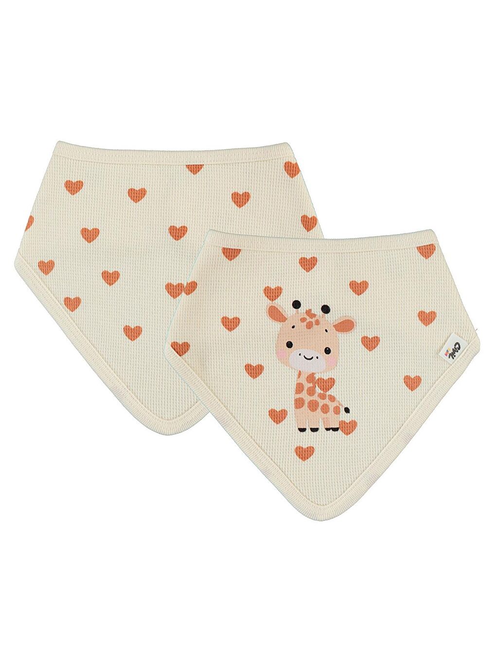 Baby Kalp Zürafa Mama Önlüğü - Fil Dişi Standart-1