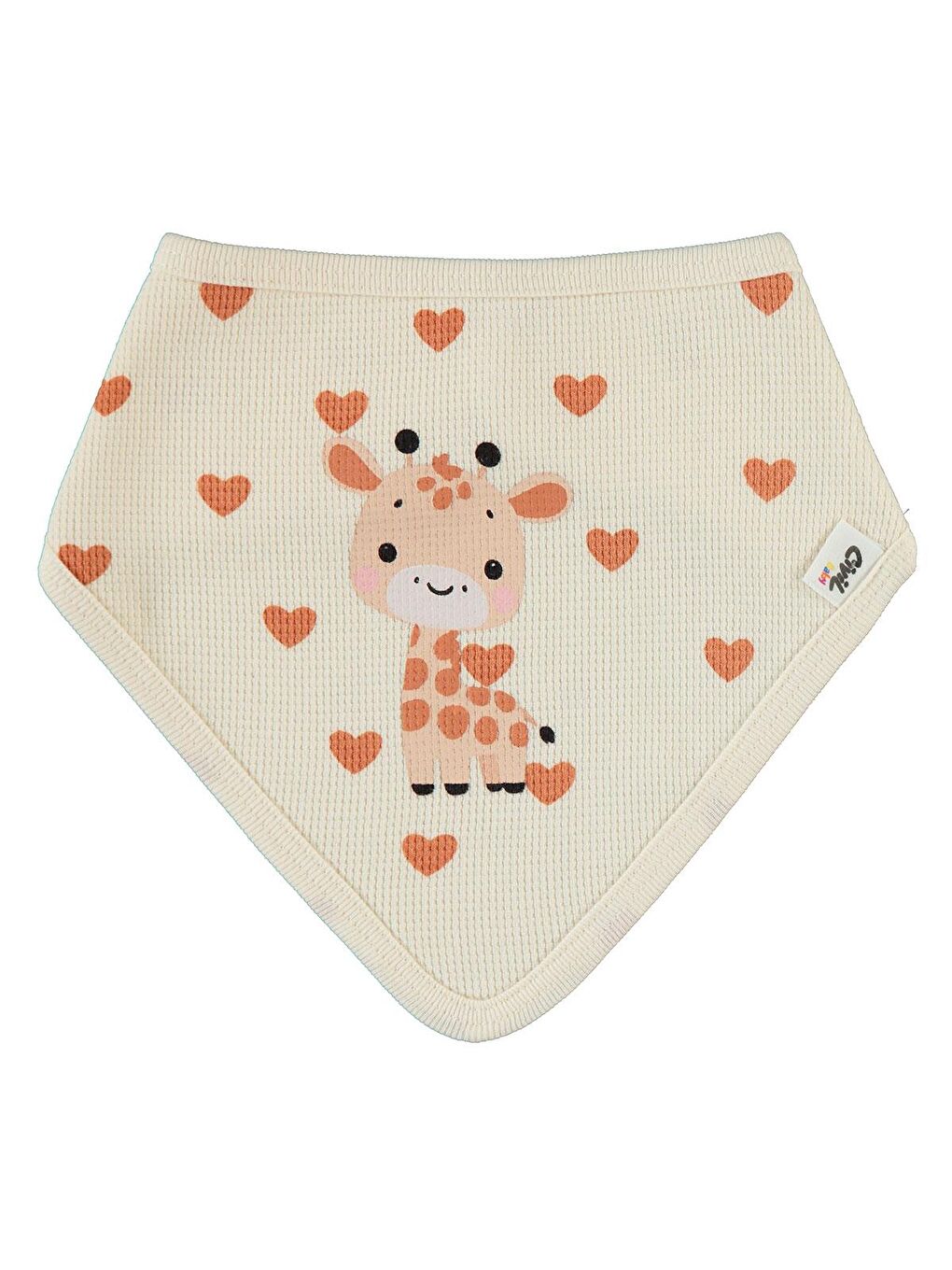 Baby Kalp Zürafa Mama Önlüğü - Fil Dişi Standart-2