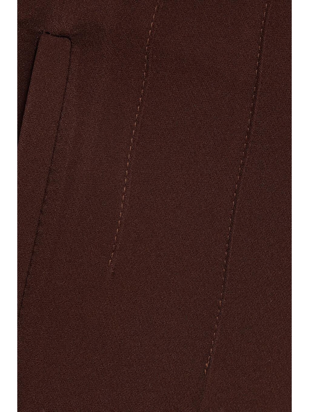 Kadın Relax Fit Rahat Kesim Yüksel Bel Dar Paça Kahverengi Pantolon-5