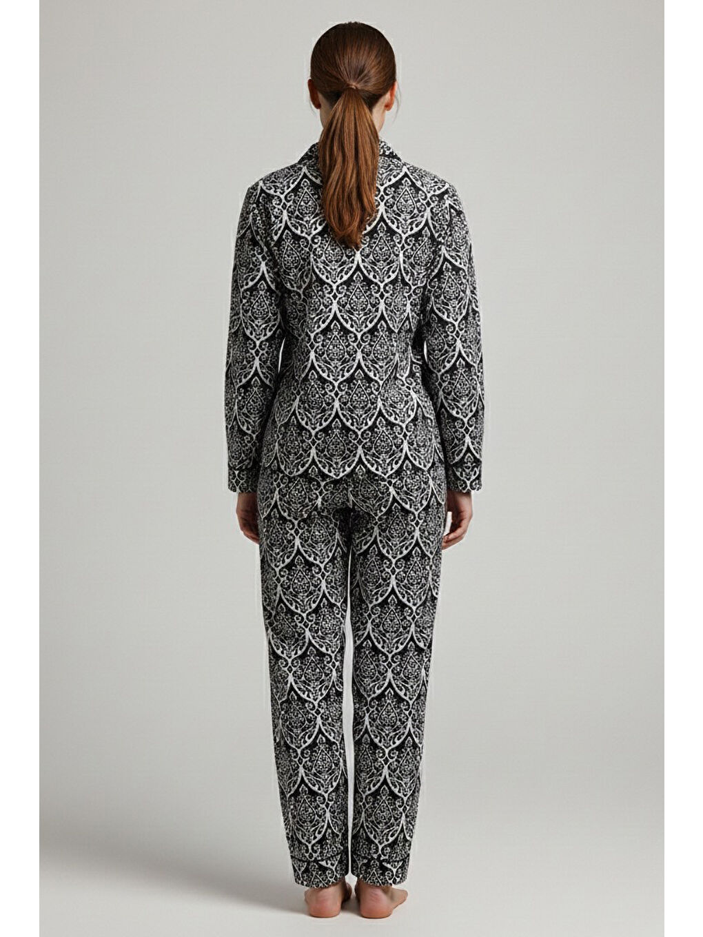 Desenli Baskılı Pijama Takımı Siyah - 28067-SIYAH-1