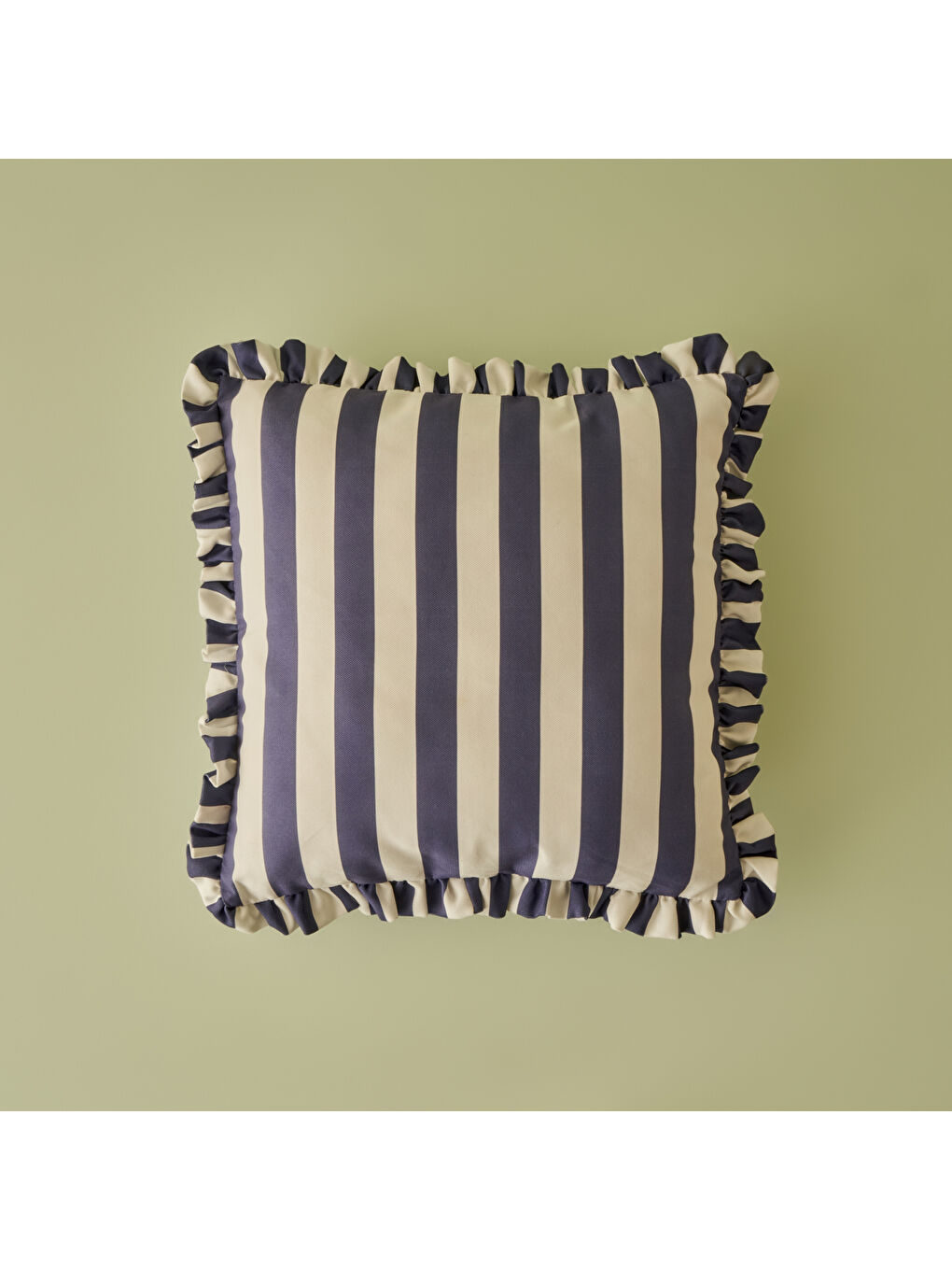 %100 Pamuk Line Fırfırlı Kırlent Kılıfı Mavi (43x43 cm)