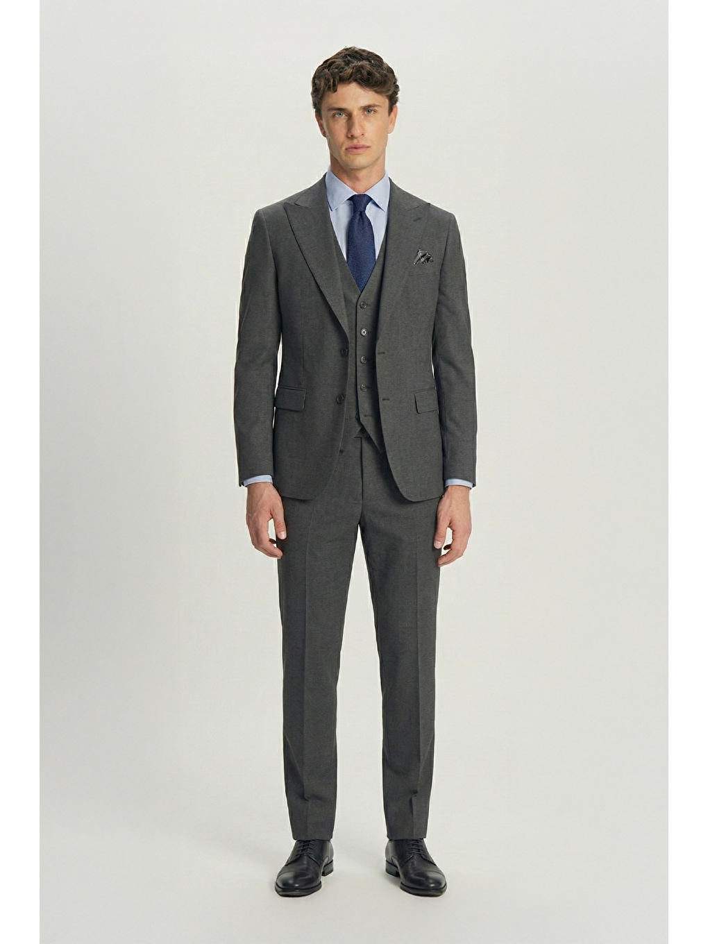 Giotelli Erkek Antrasit Regular Fit Sivri Yaka Yelekli 5 Drop Klasik Takım Elbise-1