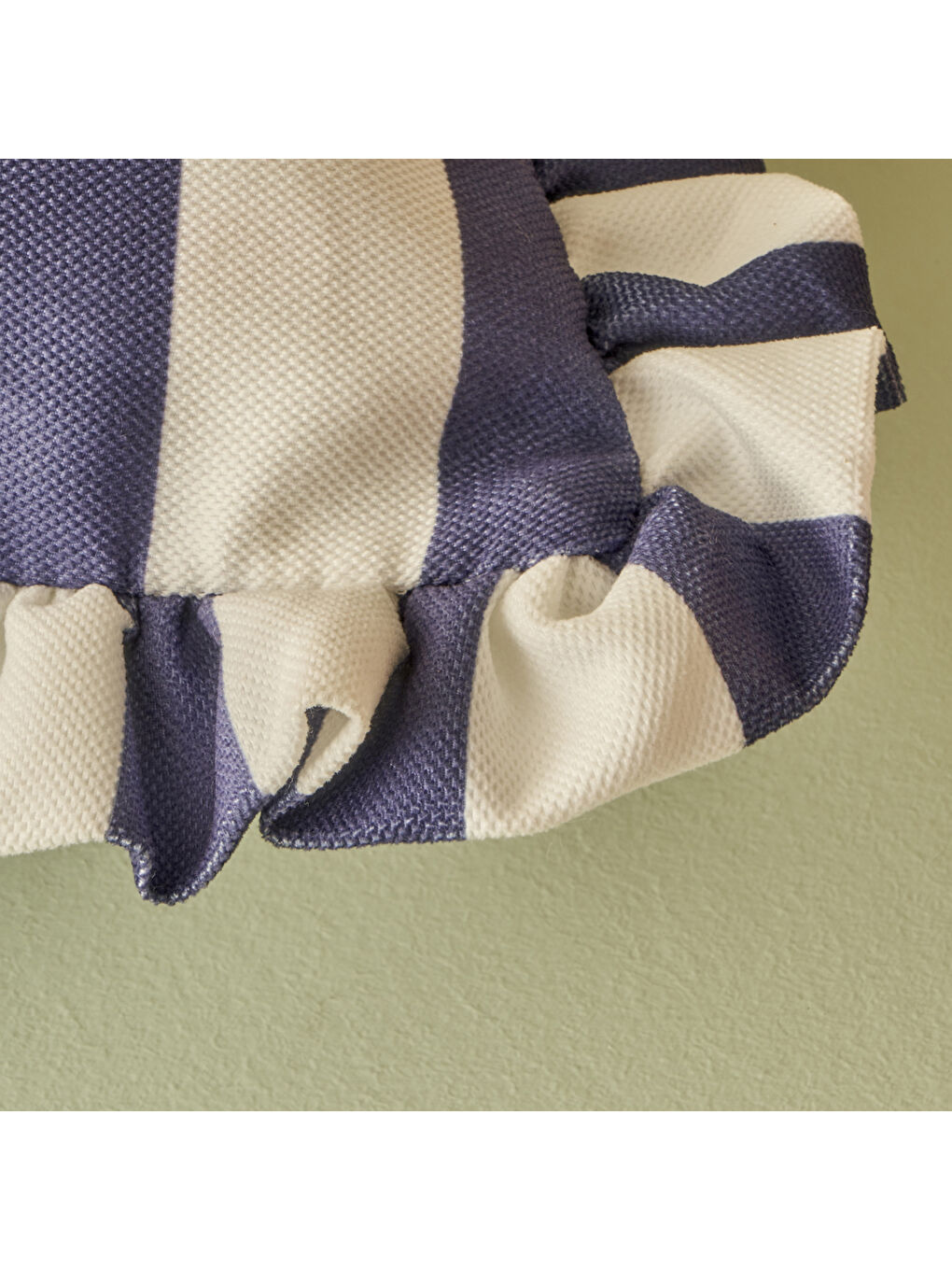 %100 Pamuk Line Fırfırlı Kırlent Kılıfı Mavi (43x43 cm)-1