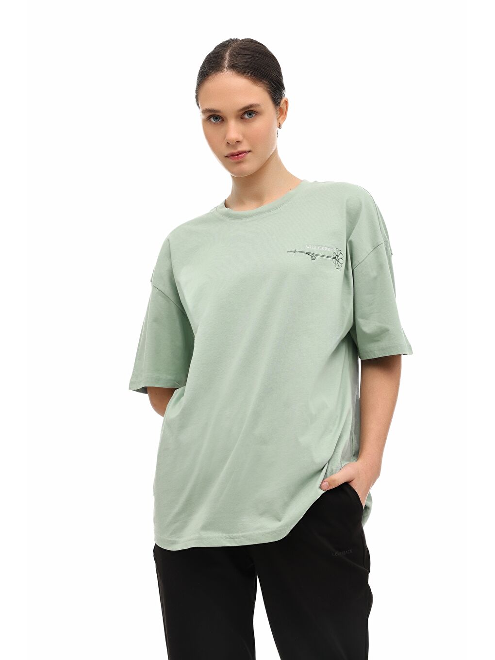 Yeşil WL 11TEEL 6FX Mint Kadın Kısa Kol T-Shirt