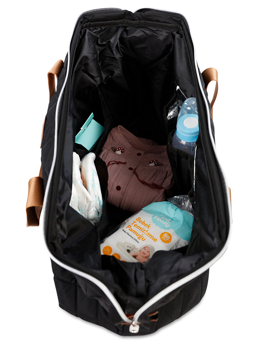 Kapitoneli Mommy Bag Anne Bebek Bakım Çantası Siyah-2