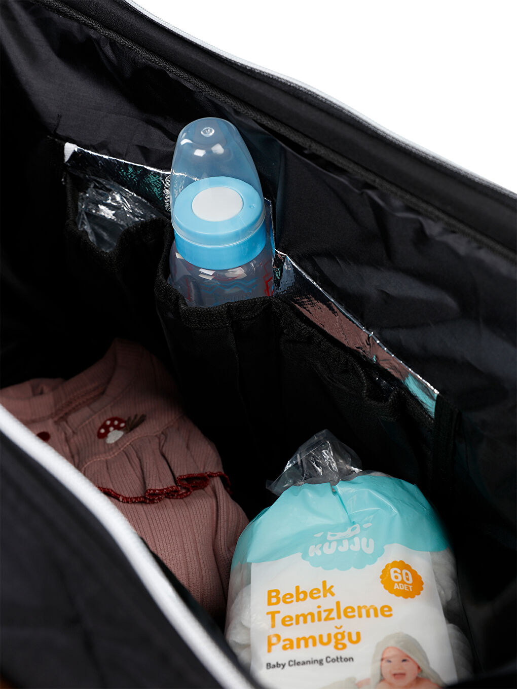 Kapitoneli Mommy Bag Anne Bebek Bakım Çantası Siyah-3
