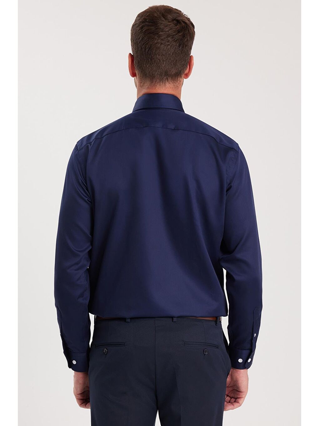 Regular Fit Lacivert Non-Iron %100 Pamuk Doğa Dostu Ekoteks Belgeli Ütü Gerektirmez Gömlek-6